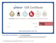 Holiday Gift Certificate 2012